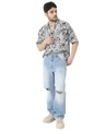 Shop Men's White & Blue All Over Abstract Printed Relaxed Fit Shirt-Full