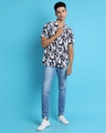 Shop Men's White & Blue All Over Printed Cotton Shirt