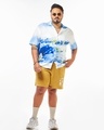 Shop Men's White & Blue All Over Printed Oversized Plus Size Shirt-Full