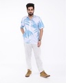 Shop Men's White & Blue All Over Printed Oversized Shirt-Full