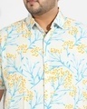 Shop Men's White & Blue All Over Printed Plus Size Shirt