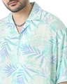 Shop Men's White & Blue All Over Tropical Printed Relaxed Fit Shirt