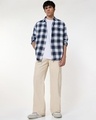 Shop Men's White & Blue Checked Oversized Shirt-Full