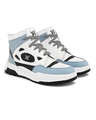Shop Men's White & Blue Color Block High-Top Sneakers-Full