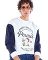 Shop Men's White & Blue Peanuts Typography Oversized Sweatshirt-Front