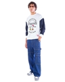 Shop Men's White & Blue Peanuts Typography Oversized Sweatshirt