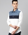 Shop Men's White & Blue Color Block Shirt-Design