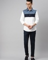Shop Men's White & Blue Color Block Shirt
