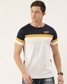 Shop Men's White & Blue Colourblocked T-shirt