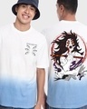 Shop Men's White & Blue Kokushibo Ombre Oversized T-shirt-Front