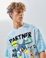 Shop Men's White & Blue Partner In Crime Tie & Dye Oversized T-shirt