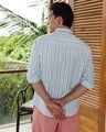 Shop Men's White & Blue Striped Linen Shirt-Design