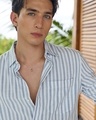 Shop Men's White & Blue Striped Linen Shirt