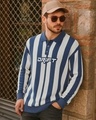 Shop Men's White & Blue Striped Oversized Sweater-Front