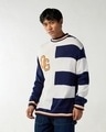 Shop Men's White & Blue Color Block Oversized Sweater-Full