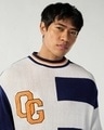 Shop Men's White & Blue Color Block Oversized Sweater