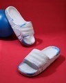 Shop Men's White & Blue Textured Sliders-Front