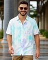 Shop Men's White & Blue Tie & Dye Oversized Shirt-Front