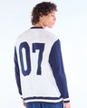 Shop Men's White & Blue Typography Oversized Sweater-Full