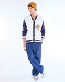 Shop Men's White & Blue Typography Oversized Sweater