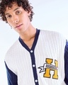 Shop Men's White & Blue Typography Oversized Sweater