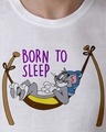 Shop Men's White Born to Sleep Typography T-shirt-Full