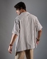 Shop Men's White & Brown Striped Oversized Shirt-Design