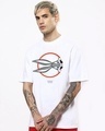 Shop Men's White Bugs Bunny Circle Graphic Printed Oversized T-shirt-Front