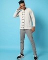 Shop Men's White Buttoned Winter Hoodie Jacket-Full
