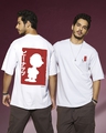 Shop Men's White Charlie Jap Graphic Printed Oversized T-shirt-Front