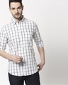Shop Men's White Check Slim Fit Casual Shirt-Front