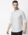 Shop Men's White Check Slim Fit Casual Shirt-Design