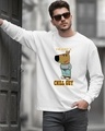 Shop Men's White Chill Guy Graphic Printed Oversized T-shirt-Front