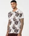 Shop Men's White & Chocloate Brown All Over Printed Polo T-shirt-Design