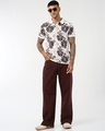 Shop Men's White & Chocloate Brown All Over Printed Polo T-shirt