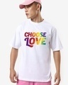 Shop Men's White Choose Love Typography Oversized Fit T-shirt-Front