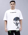 Shop Men's White Classified Reflective Printed Oversized T-shirt-Front