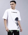 Shop Men's White Classified Reflective Printed Oversized T-shirt-Full