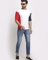 Shop Men's White Color Block Oversized T-shirt-Full
