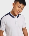 Shop Men's White & Blue Color Block Polo T-shirt