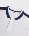 Shop Men's White & Blue Color Block Polo T-shirt