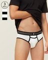 Shop Pack of 3 Men's White Vibe Antimicrobial Micro Modal Briefs-Front