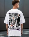 Shop Men's White Commando Graphic Printed Oversized T-shirt-Front