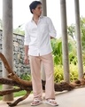 Shop Men's White Cotton Linen Shirt