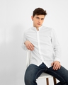 Shop Men's White Cotton Slim Fit Shirt-Full