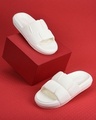 Shop Men's White Cushioned Sliders-Front