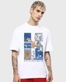Shop Men's White Dynamic Duo Graphic Printed Oversized T-shirt-Front
