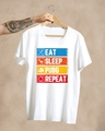 Shop Men's White Eat Sleep Pubg Typography Cotton T-shirt-Design
