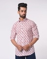 Shop Men's White Ethnic Motif Printed Slim Fit Shirt-Front