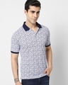 Shop Men's White Floral Printed Polo T-shirt-Design